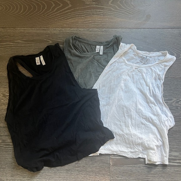 Z by Zella racer back tank tops. Bundle of 3 Black/White/Gray. Size small - Picture 1 of 13